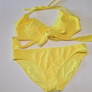 Aerie Yellow Adjustable Bikini Top Size L, Bikini Bottom Size XL 2 Piece Set